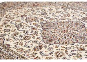 Tappeto Kashan Medaglione Floreale Beige Blu 243x350 Cm