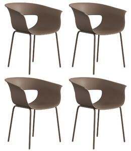 Outsunny Set di 4 Sedie da Giardino Ergonomiche per Balcone con Design Traforato e Braccioli, Resistenti alle Intemperie, Caffè | Aosom Italy