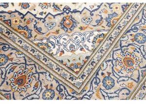 Tappeto Kashan Medaglione Floreale Avorio Blu 194x307 Cm