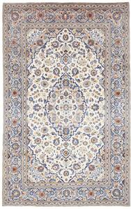 Tappeto Kashan Medaglione Floreale Avorio Blu 194x307 Cm