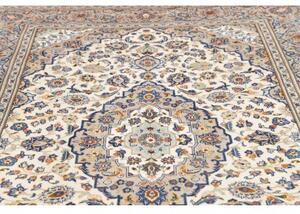 Tappeto Kashan Medaglione Floreale Avorio Blu 194x307 Cm