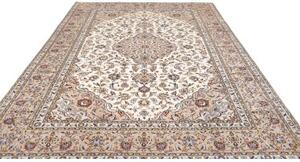 Tappeto Kashan Medaglione Floreale Beige Blu 243x350 Cm