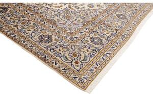 Tappeto Kashan Medaglione Floreale Avorio Blu 244x362 Cm