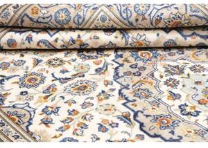 Tappeto Kashan Medaglione Floreale Avorio Blu 194x307 Cm