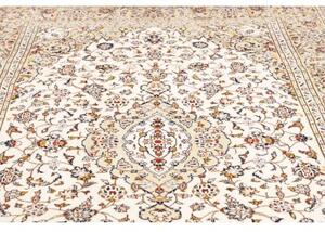 Tappeto Kashan Medaglione Floreale Avorio Blu Scuro 192x300 Cm