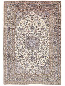 Tappeto Kashan Medaglione Floreale Avorio Blu 244x362 Cm