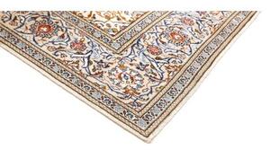 Tappeto Kashan Medaglione Floreale Avorio Blu Scuro 194x316 Cm