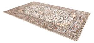 Tappeto Kashan Medaglione Floreale Avorio Blu Scuro 194x316 Cm