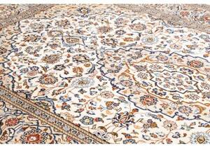 Tappeto Kashan Medaglione Floreale Avorio Blu Scuro 194x316 Cm