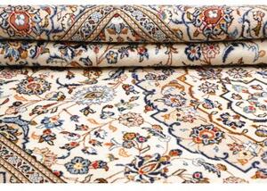 Tappeto Kashan Medaglione Floreale Avorio Blu Scuro 194x316 Cm