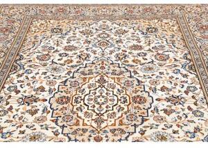 Tappeto Kashan Medaglione Floreale Avorio Blu Scuro 194x316 Cm