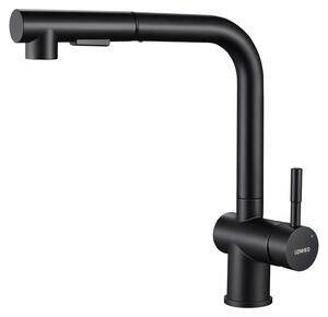 Rubinetto da cucina, girevole a 360°, con tre modalità di spruzzo regolabili, colore nero, attacco G3/8