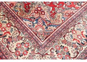 Tappeto Sarough Medaglione Floreale Rosso Avorio 276x407 Cm