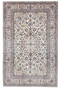Tappeto Kashan Medaglione Floreale Avorio Blu Cobalto 196x312 Cm