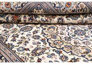 Tappeto Kashan Medaglione Floreale Avorio Blu Cobalto 196x312 Cm