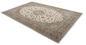 Tappeto Kashan Medaglione Floreale Beige Blu 203x310 Cm