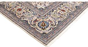 Tappeto Kashan Medaglione Floreale Avorio Blu Cobalto 196x312 Cm