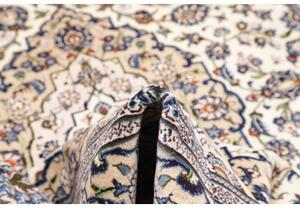 Tappeto Kashan Medaglione Floreale Avorio Blu Cobalto 196x312 Cm