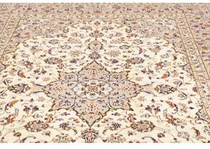 Tappeto Kashan Medaglione Floreale Avorio Beige 196x292 Cm