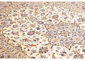 Tappeto Kashan Medaglione Floreale Avorio Beige 196x292 Cm