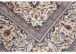 Tappeto Kashan Medaglione Floreale Avorio Blu Cobalto 196x312 Cm