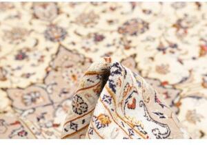 Tappeto Kashan Medaglione Floreale Avorio Beige 196x292 Cm
