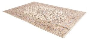 Tappeto Kashan Medaglione Floreale Avorio Beige 196x292 Cm