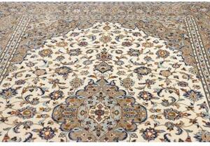 Tappeto Kashan Medaglione Floreale Beige Blu 203x310 Cm