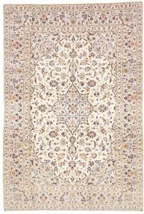 Tappeto Kashan Medaglione Floreale Avorio Beige 196x292 Cm