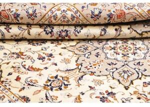 Tappeto Kashan Medaglione Floreale Avorio Beige 196x292 Cm