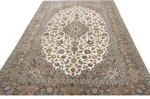 Tappeto Kashan Medaglione Floreale Beige Blu 203x310 Cm