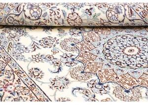 Tappeto Nain 9la Medaglione Floreale Avorio Blu 132x222 Cm