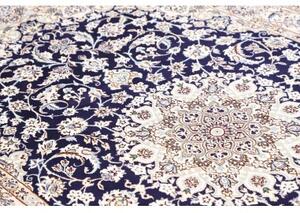 Tappeto Nain 9la Medaglione Floreale Blu Scuro Avorio 143x235 Cm
