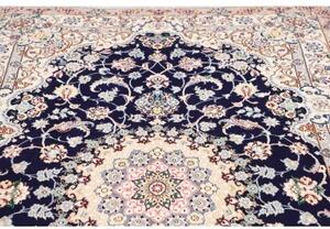 Tappeto Nain 9la Medaglione Floreale Blu Notte Avorio 150x235 Cm