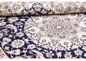 Tappeto Nain 9la Medaglione Floreale Blu Scuro Avorio 143x235 Cm