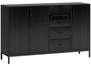 HOMCOM Credenza da Soggiorno con 3 Ante, 3 Cassetti e Ripiani Regolabili, per Cucina e Ingresso, 143,5x40x90 cm, Nero | Aosom Italy