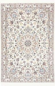 Tappeto Nain 9la Medaglione Floreale Avorio Blu Azzurro 104x153 Cm