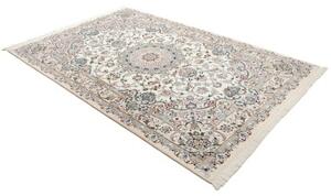 Tappeto Nain 9la Medaglione Floreale Avorio Blu 160x296 Cm