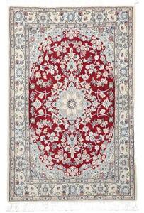 Tappeto Nain 9la Medaglione Floreale Rosso Avorio 100x152 Cm