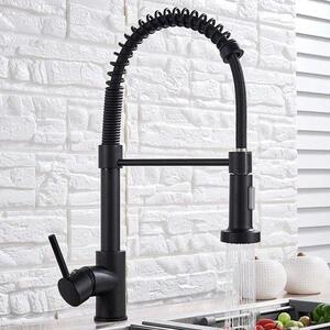 Rubinetto da cucina a doppia funzione - Sistema miscelatore a scomparsa per acqua calda e fredda - Versione in acciaio inossidabile - Rubinetto da piano con raccordo a manicotto