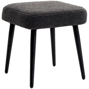 HOMCOM Sgabello con Poggiapiedi e Seduta Imbottita, Effetto Cachemire, Gambe in Acciaio, 42x42x44 cm, Grigio Scuro | Aosom Italy