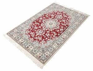Tappeto Nain 9la Medaglione Floreale Rosso Avorio 100x152 Cm