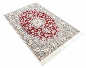 Tappeto Nain 9la Medaglione Floreale Rosso Avorio 100x152 Cm