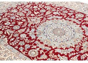 Tappeto Nain 9la Medaglione Floreale Rosso Avorio 157x250 Cm