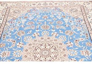 Tappeto Nain 9la Medaglione Floreale Celeste Avorio 153x233 Cm