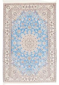 Tappeto Nain 9la Medaglione Floreale Celeste Avorio 153x233 Cm