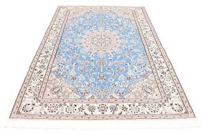 Tappeto Nain 9la Medaglione Floreale Celeste Avorio 153x233 Cm