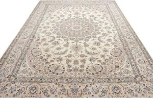 Tappeto Nain 9la Medaglione Floreale Avorio Blu 246x360 Cm