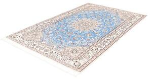 Tappeto Nain 9la Medaglione Floreale Celeste Avorio 153x233 Cm