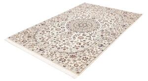 Tappeto Nain 9la Medaglione Floreale Avorio Blu Polvere 130x213 Cm